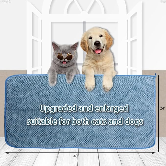 NVNAN Microfiber Dog Towel for Drying Dogs, 40 x 24 Inch Super Absorbent Pet Bath Towel, Soft Quick-Drying Grooming Towel for Small & Large Dogs, Cats, Puppies, Blue