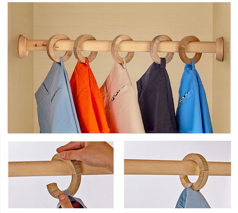 NICE PURCHASE 2 Pcs Wooden Curtain Tiebacks Holdbacks European Classic Retro Window Home Office Decorative Drapes Holders Strong Magnetic Clean Durable - Multifunctional Also Wood Pants Hanger (A)