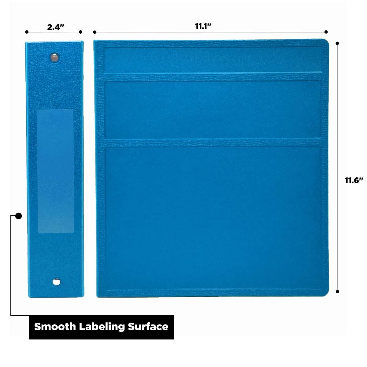 Carstens 2-Inch Heavy Duty 3-Ring Binder - Side Opening, Pool Blue, Durable Plastic, Precision No-Gap Rings, Waterproof Covers, No Pockets, Holds 300 US Letter Sheets, BPA-Free, Made in USA (5828-3R)