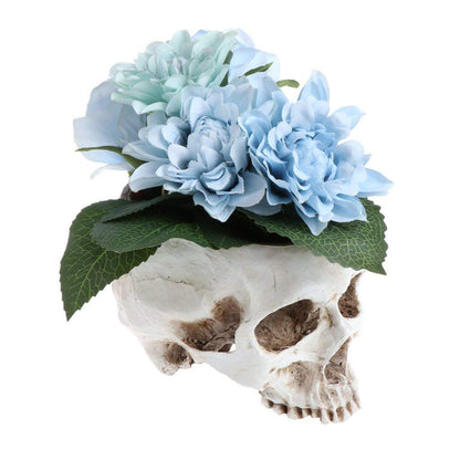 Skull planter , Resin Skull Head Flower Succulent Cactus Planter Pots , Small Object Containers Keys Sugar Candy Bowl, for Home Office Desk Decorations,Halloween Scene Statue Sculpture (White)