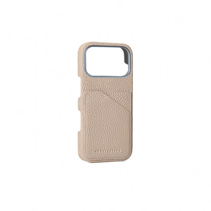 BONAVENTURA (for iPhone 17 Pro Max Shrink Leather Back Cover Case [Greige], Made with Premium European Leather, Genuine Leather, Gift BPCT17PM-GG