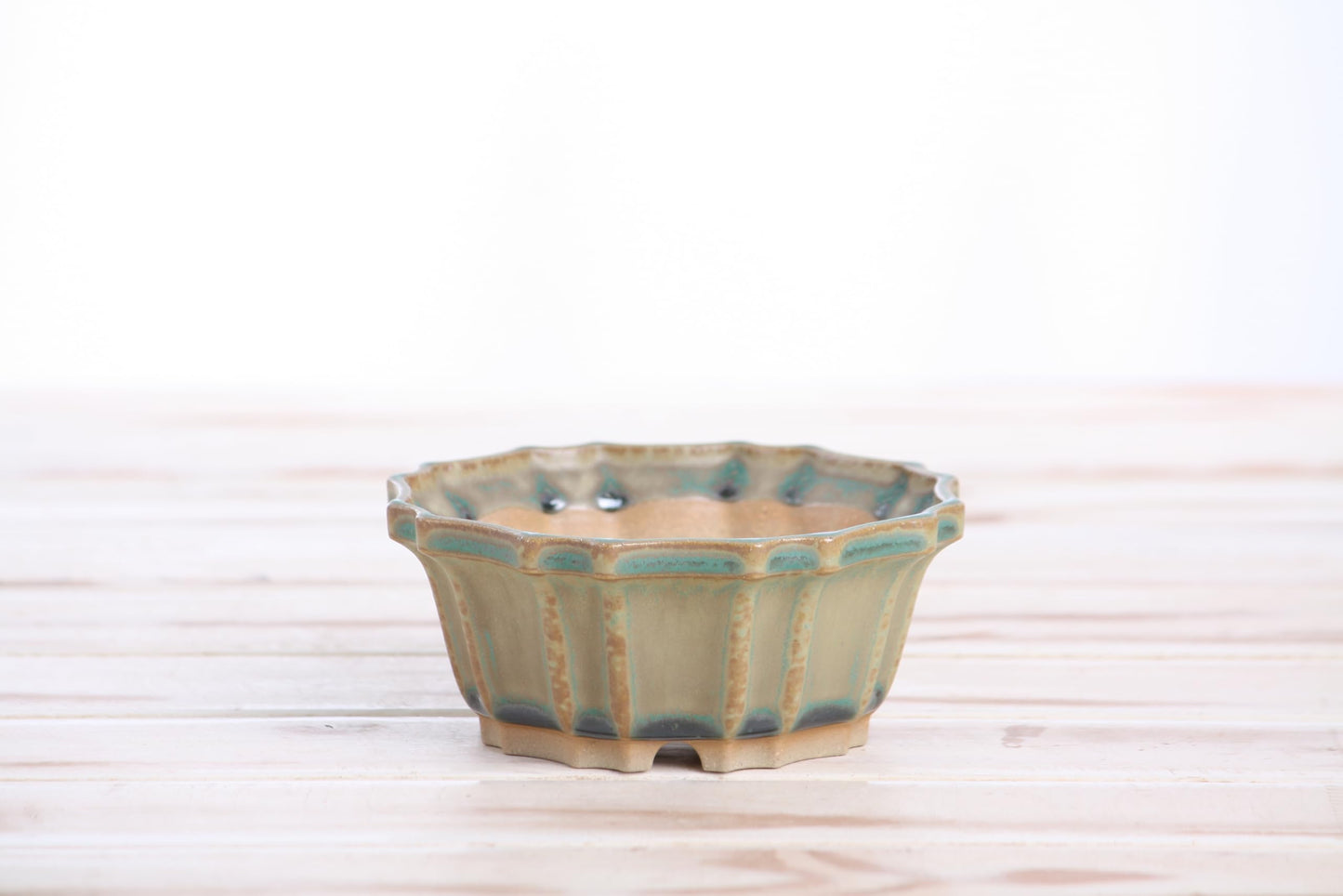 Willow Bonsai Ceramics Flower Design Bonsai Pot 4.5 Inch – Elegant Ceramic Bonsai & Succulent Pot, High‑Fired Frost‑Proof Stoneware with Drainage+Wiring Holes, Handmade USA (Speckled Moss, 4.5inch)
