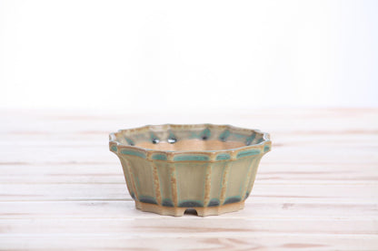 Willow Bonsai Ceramics Flower Design Bonsai Pot 4.5 Inch – Elegant Ceramic Bonsai & Succulent Pot, High‑Fired Frost‑Proof Stoneware with Drainage+Wiring Holes, Handmade USA (Speckled Moss, 4.5inch)