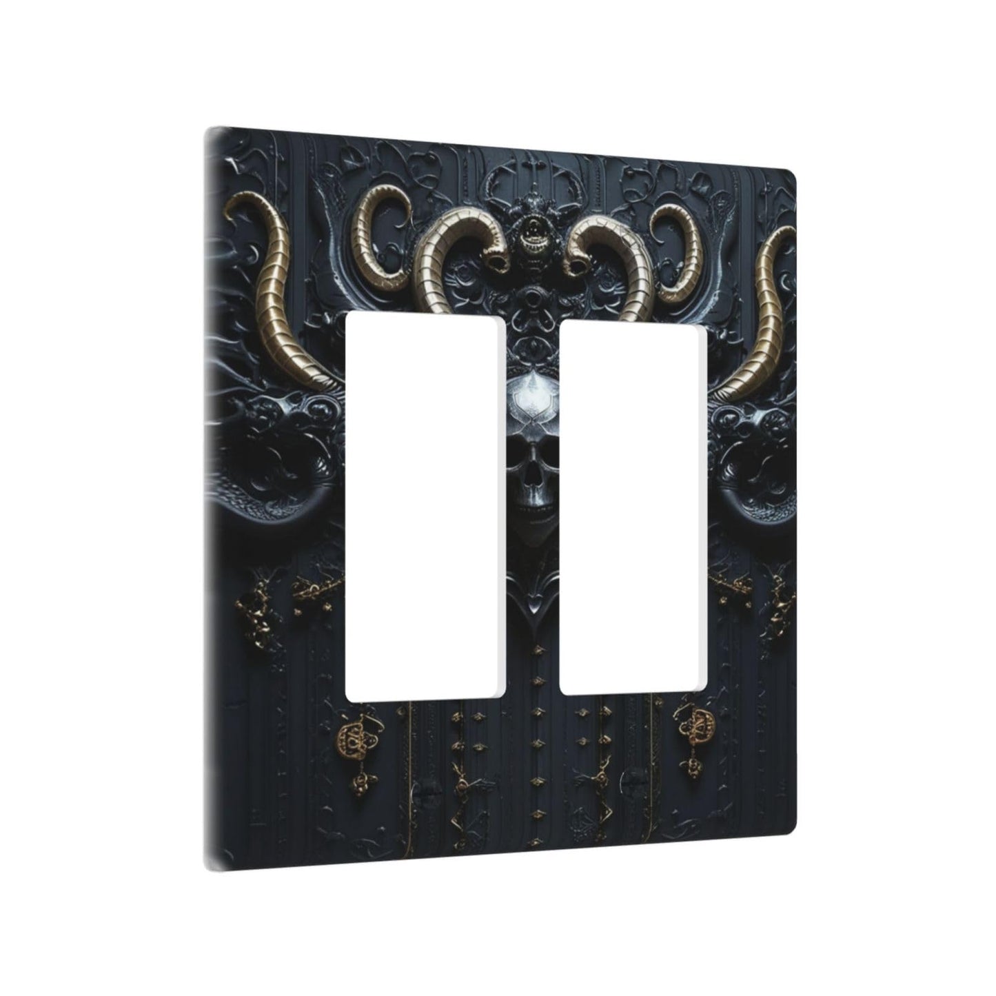 Light Switch Cover Plate Mid Century Dark Fantasy Gothic Skull Horror 2 Gang Double Rocker Outlet Covers Decorative Switch plates Electrical Wall Plates GFCI for Bathroom Bedroom Decor