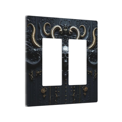 Light Switch Cover Plate Mid Century Dark Fantasy Gothic Skull Horror 2 Gang Double Rocker Outlet Covers Decorative Switch plates Electrical Wall Plates GFCI for Bathroom Bedroom Decor