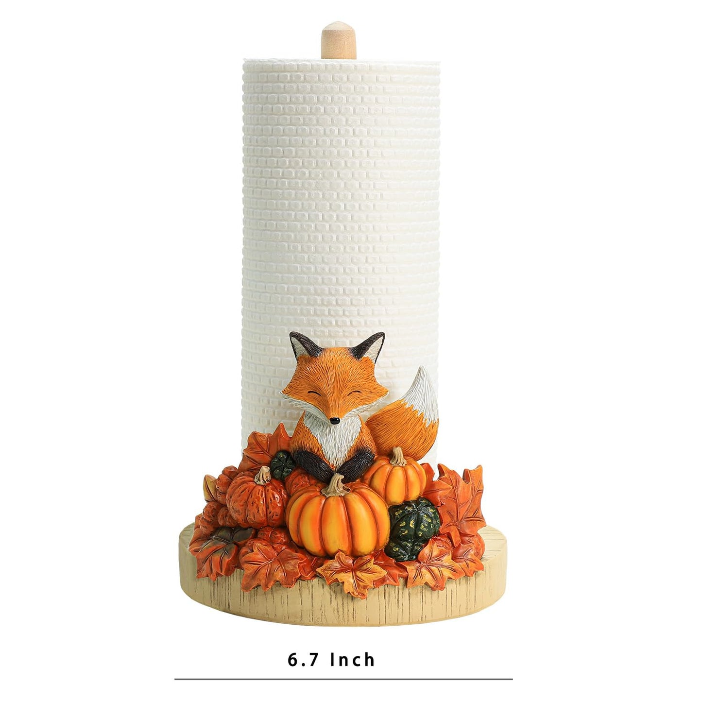 Bicuzat Autumn Maple Leaves Pumpkin Pattern Paper Towel Holder Stand, Resin Fox Crafts Display for Kitchen Countertop, Halloween, Harvest Festival, Cafe, Restaurant
