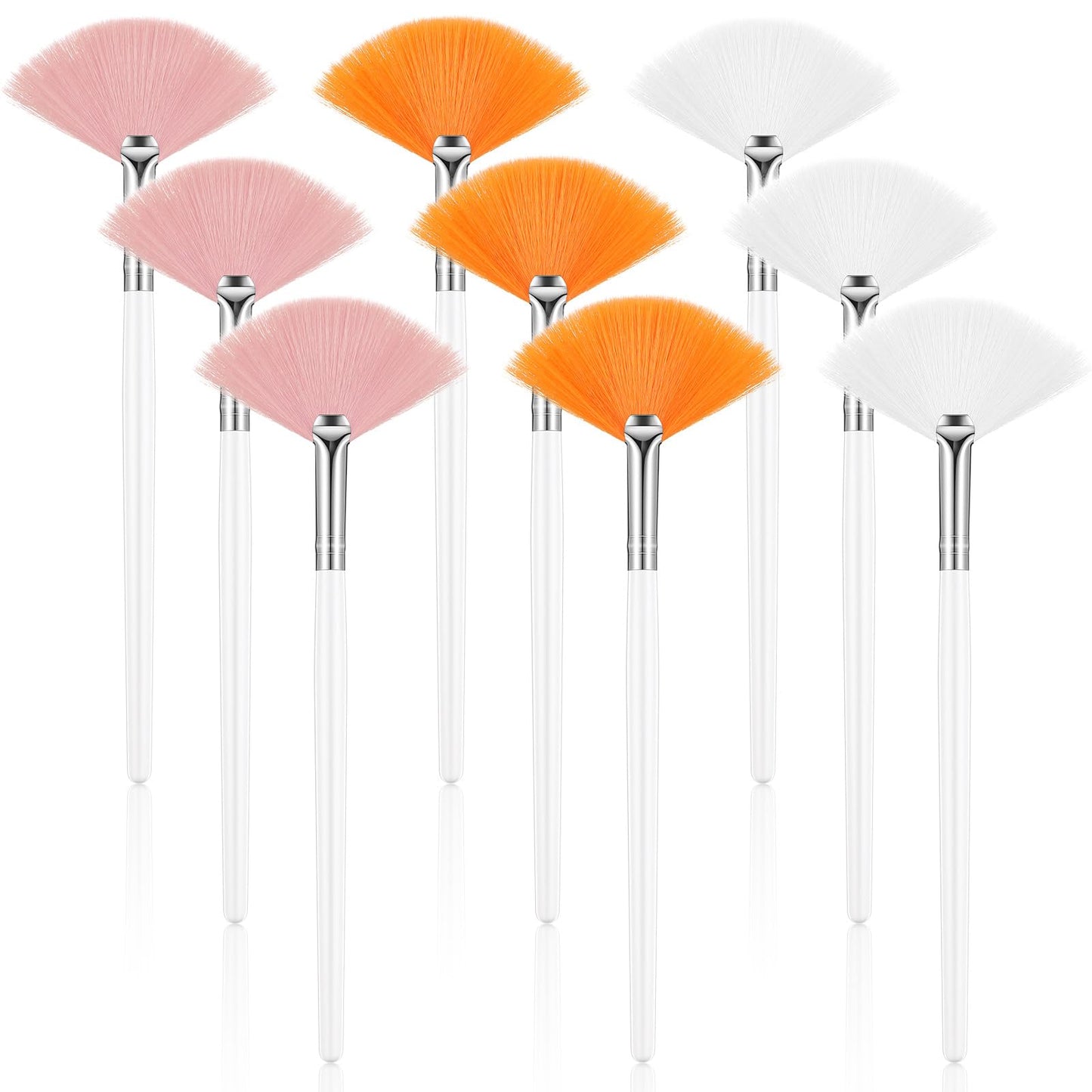 9 Pieces Facial Fan Mask Brushes, Soft Facial Applicator Brushes Tools for Peel Glycolic Makeup for Mud Cream(Champagne)