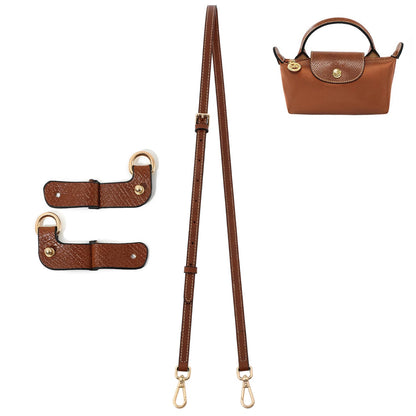RYYXZXL Leather Purse Straps Replacement Shoulder Strap Leather Adjustable Crossbody Strap Suitable for Long champ Handbags（Brown+gold Hardware）