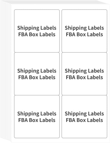 FungLam Printable Sticker Paper, 3-1/3" x 4" Shipping Address Labels 3000 Blank Mailing Labels for Laser & Inkjet Printers, 6 per Page Label Stickers, 500 Sheets