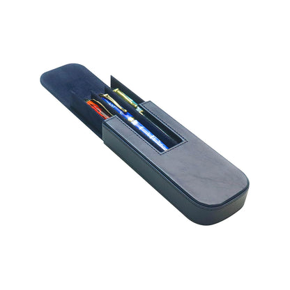 MIVLXLX PU Leather Triple Pen Case Pencil Pouch Holder for Three Fountain Ballpoint Rollerball Pens and Pencils Gift Choice for Man/Woman/Office (blue)