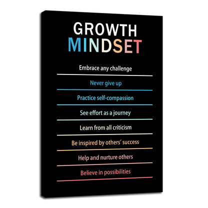 Inspirational Canvas Wall Art Growth Mindset quote Motivational Canvas Life Learning Poster Prints Framed Wall Art for Gym Inspiring Modern Home Wall Decor Framed Ready to Hang [24''W X 36''H]