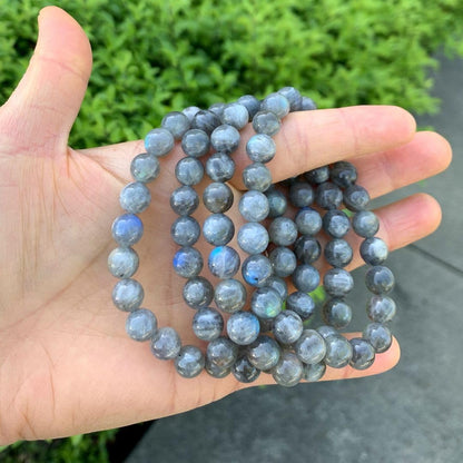 Adabele Real Natural Grade A Labradorite Gemstone Beaded Bracelet 7.5 inch Stretch Chakra Healing Crystal Stone Jewelry Women Mom Gift (Unisex) GB8-B10