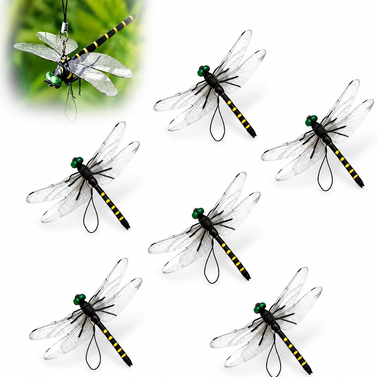 BLMRME 3D Artificial Dragonfly Bug Repellent, Lifelike Dragon Fly Clips for Bugs Repellent, Durable Outdoor Garden Decor, Realistic Fly Deterrent for Patio Yard Plants