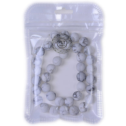 PLTbeads Natural Gemstone Loose Beads Matte Approxi 15.5 inch DIY Bracelet Necklace for Jewelry Making (6mm, Matte Black Stripe Howlite)