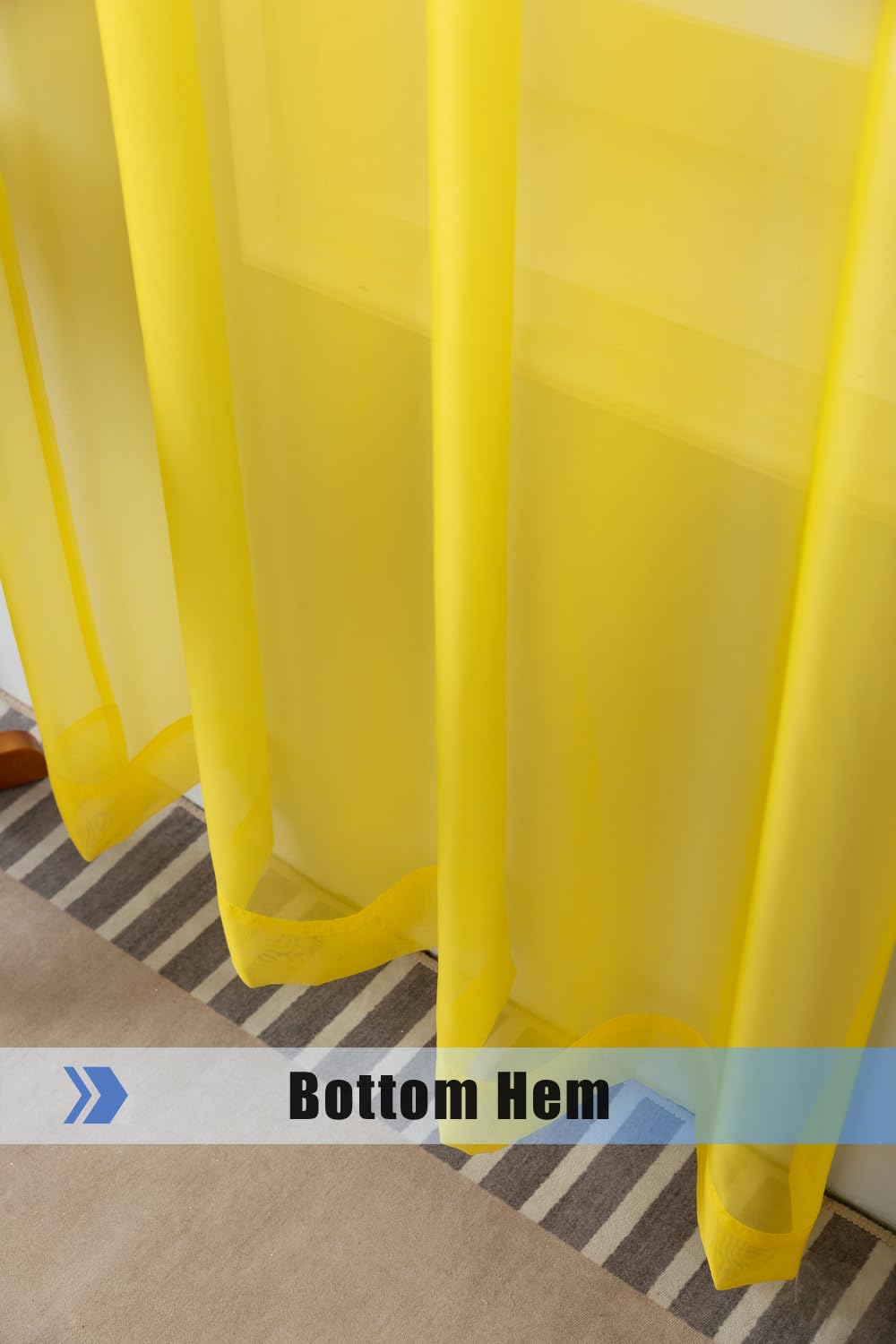 WPM Yellow Sheer Curtains 58" Wide x 63" Long 2 Panels Livingroom Window Treatment Rod Pocket Sheer Voile for Bedroom, Kitchen, Children Room Fully Stitched and Hemmed
