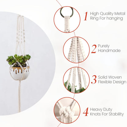 feedee Macrame Plant Hangers Indoor Macrame Hanging Planters for Indoor Plants, 6 Pack Hanging Plant Holders Indoor Hanging, Macromay Plant Hangers for Indoor Plant Hanger, Outdoor Flower Pots Holder