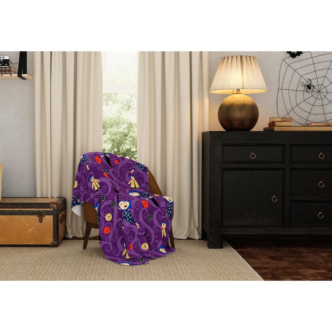 Coraline Button Eyes Bedding Super Soft Cozy Plush Throw, 46 in x 60 in, (Officially Licensed Product) by Franco