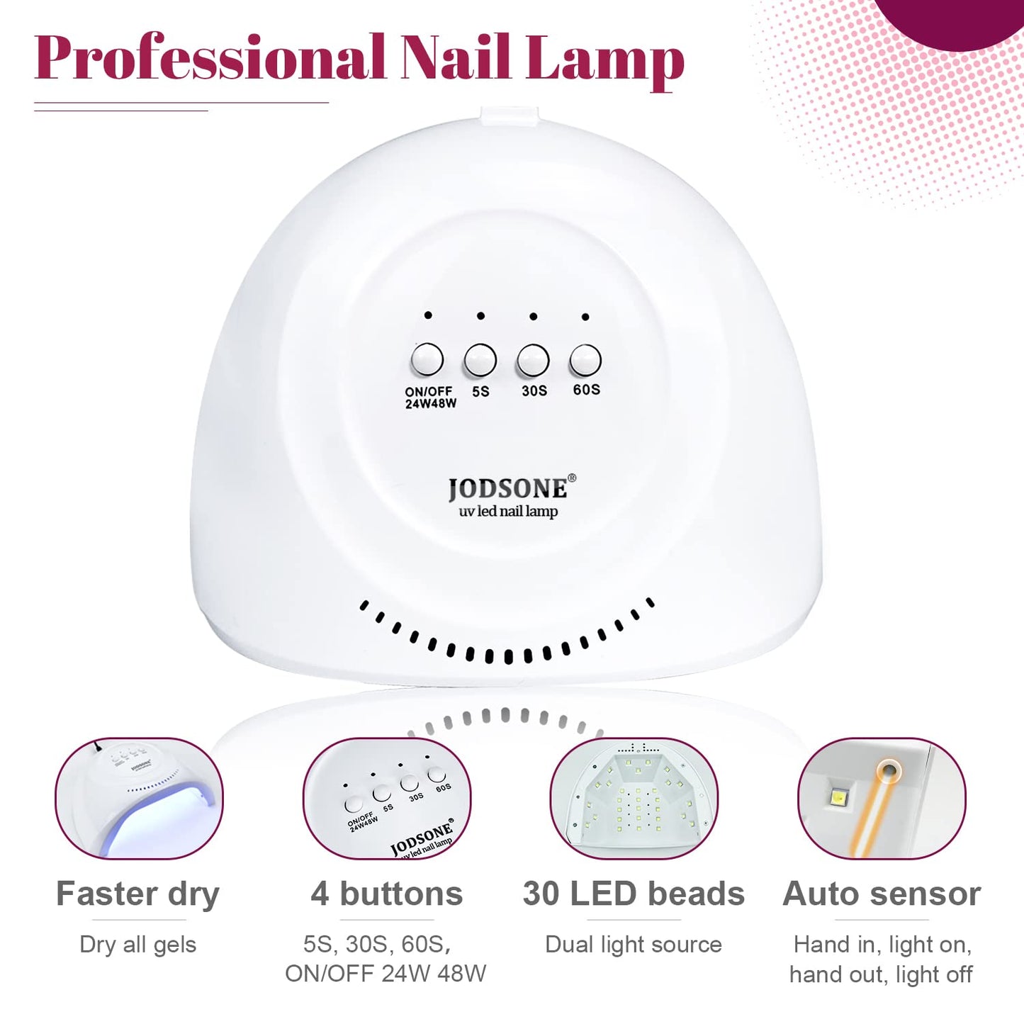 JODSONE Gel Nail Polish Kit with U V Light 32 Colors Gel Polish Nail + 4 Functional Adhesive Bottles Kit Soak Off Manicure Tools Gifts for Women