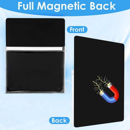 Tolare 5 Pcs Magnetic Pockets for Whiteboard & Fridge, Magnetic File Holder Organizer Set with Magnet Backing, 12 x 9.5 Inch Clear Storage Pouches for Documents Notes Tools (Black & White)
