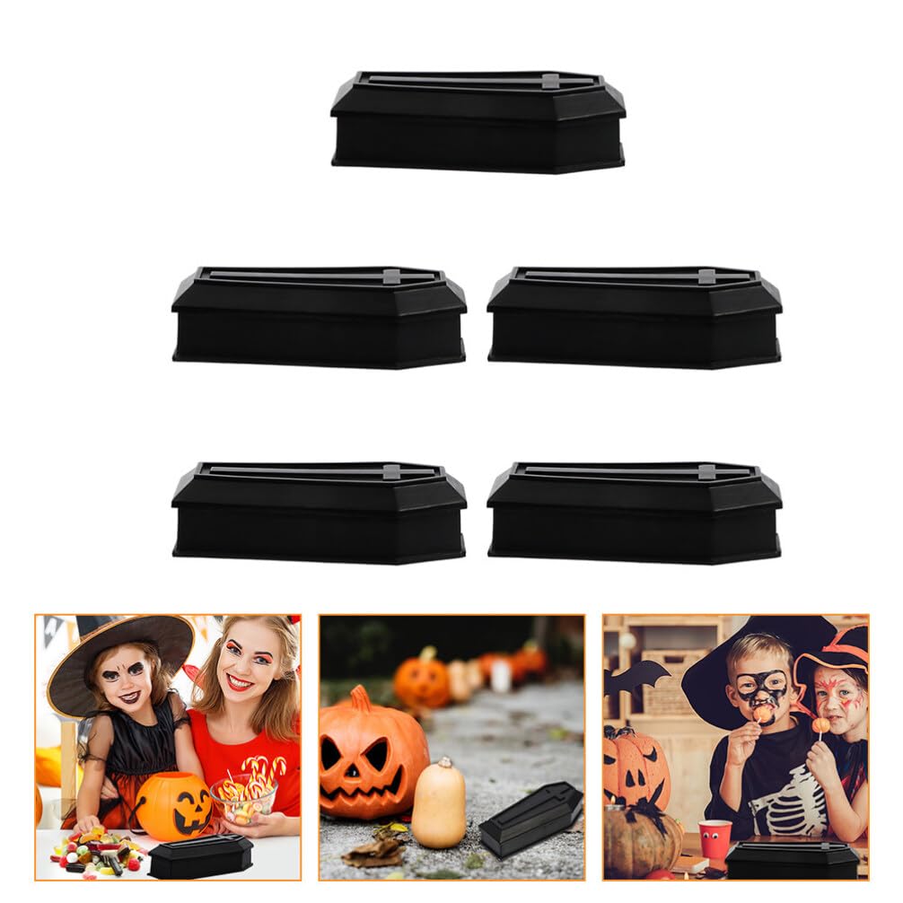 Coffin Model：14Pcs Halloween Treat Boxes with Lid Unique Black Coffin Design for Candy Halloween Party Favors Kids Spooky Decorations