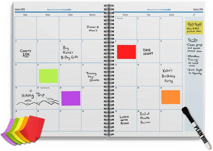 The Big A## Mid-Year Monthly Planner 2025–2026 – Mobile Desktop Calendar – Dry Erase Whiteboard – Fold-Out Design – Marker & Labels Included – 11x14" Expands to 22x14 - Neutral