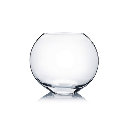 WGV Moon Vase, 6" x 2.5"W, 5.25" H, Clear Glass Floral Container with Oval Opening, Planter Terrarium, Wedding Event Home Decor, 1 Piece (VMV1006)
