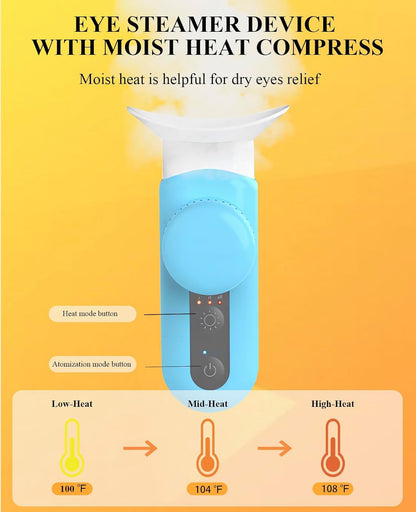 Heated Nano Eye Mist Sprayer,Portable Eye Mister with Warm Compress Moist Heat for Relief Dry Eyes and Stye,Eye Drops Tool,Rechargeable Electric Eye Steamer for Eyelid,Eye Skin SPA