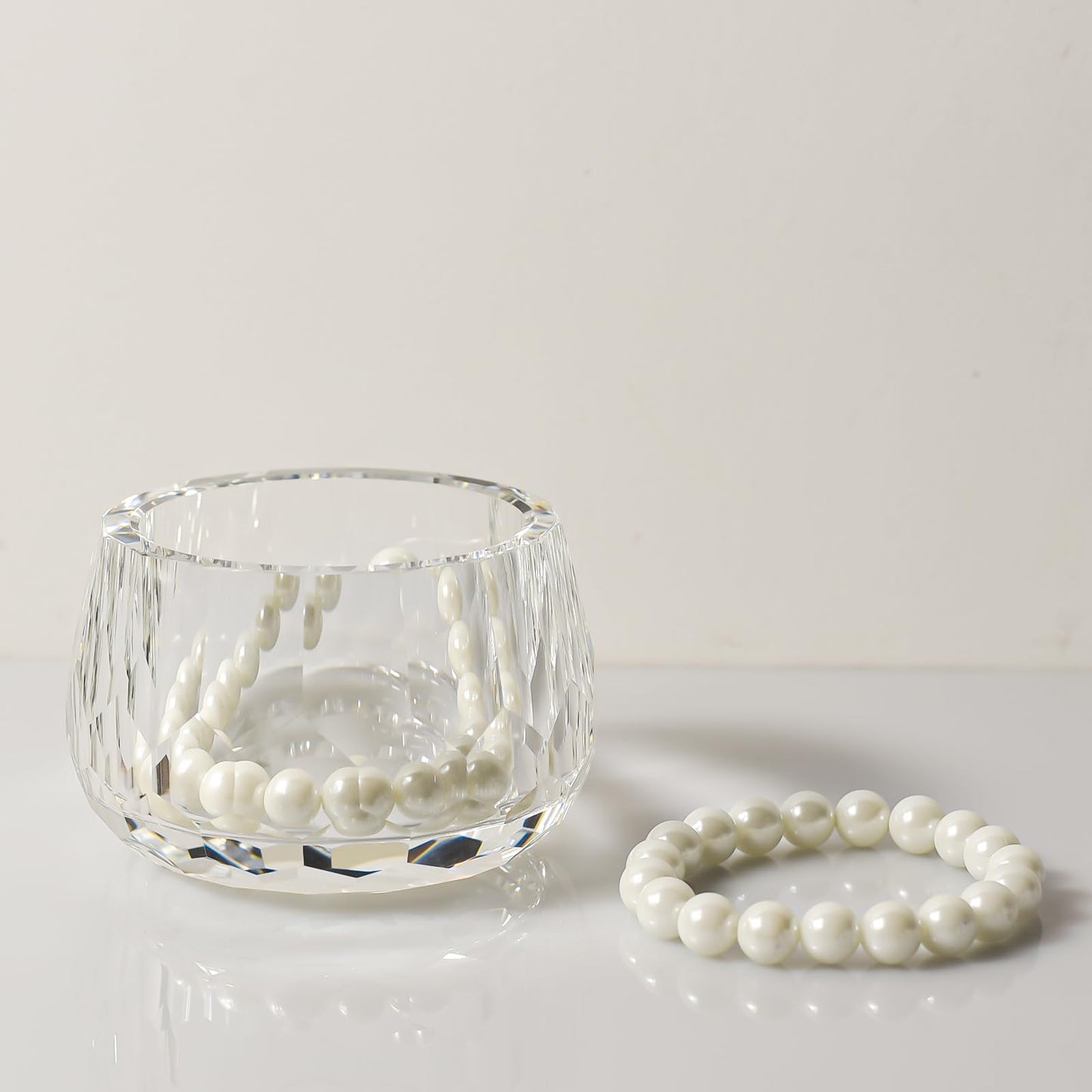 Marvala Crystal Jewelry Box Storage Jar, Candy Dish Tiny Hand-Cut Small Decorative Bowl, Diamond-Cut Luxury Cosmetic Organizer for Vanity, Bathroom, Kitchen Decor