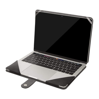MOSISO Case Compatible with MacBook Air 13.6 inch M4 M3 M2 2025-2022 /Air 13 M1 2022-2018 /Pro 13 inch M2 M1 2025-2016, PU Leather Portfolio Protective Stand Cover, Black