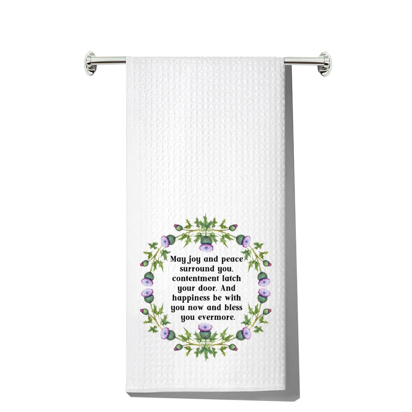 G2TUP Scottish Thistle Kitchen Towel Scottish Blessing Towels Scottish Highlander Gifts Scotland Towel Scottish Blessing Gifts (May Joy)