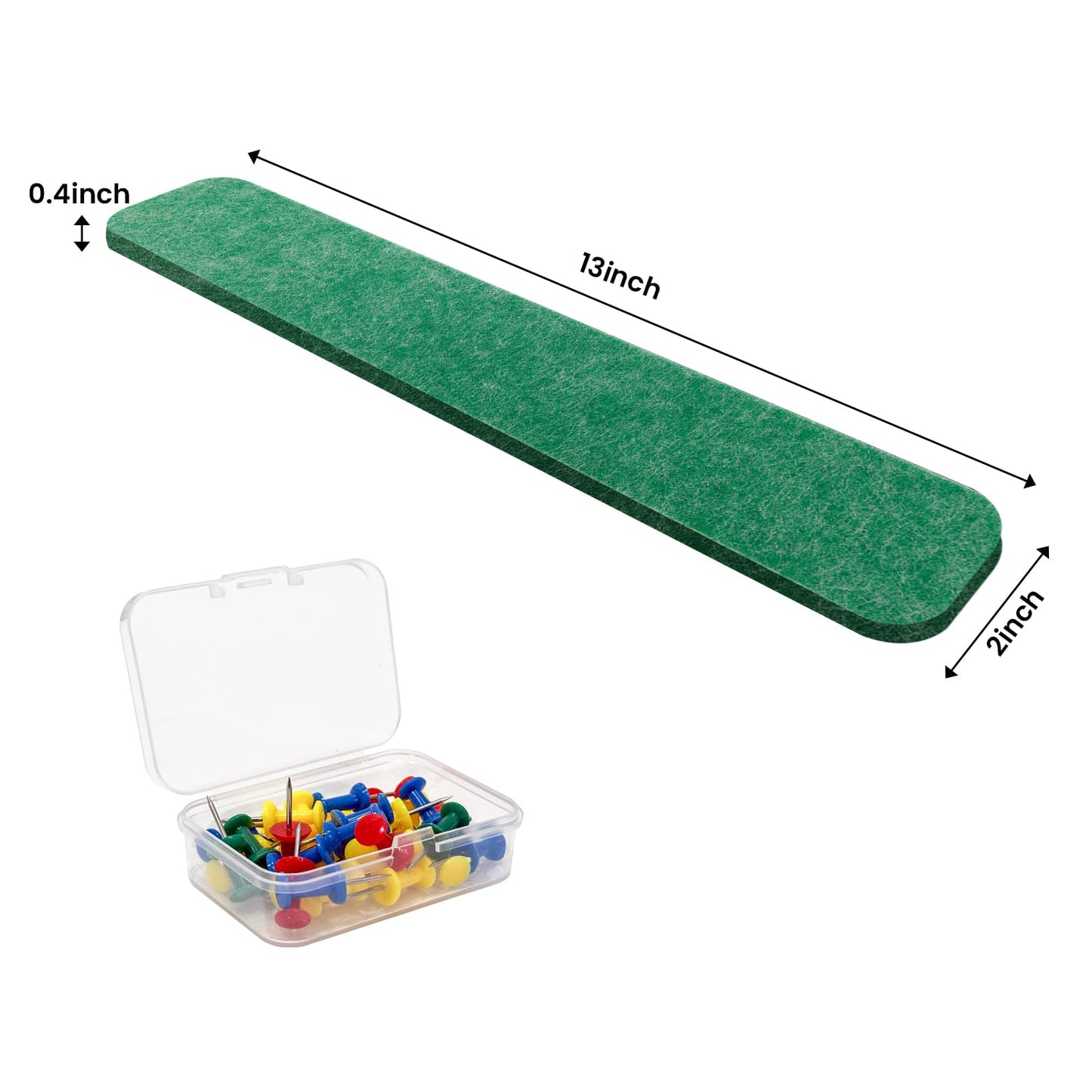 8-PCS 13"×2" Felt Bulletin Board Strips with Thumbtacks, Self-Adhesive Felt Strips, Suitable for Office, Classroom, and Home Decoration, Can Be Used to Stick Notes, Photos, and Memos(Multi-Green)