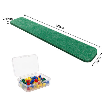8-PCS 13"×2" Felt Bulletin Board Strips with Thumbtacks, Self-Adhesive Felt Strips, Suitable for Office, Classroom, and Home Decoration, Can Be Used to Stick Notes, Photos, and Memos(Multi-Green)