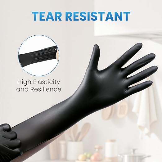 Borje Nitrile Gloves Medium, 1000 Count Disposable Gloves, Black, Latex-Free Powder-Free, Medical Exam, Food Safe, Cleaning, Cooking