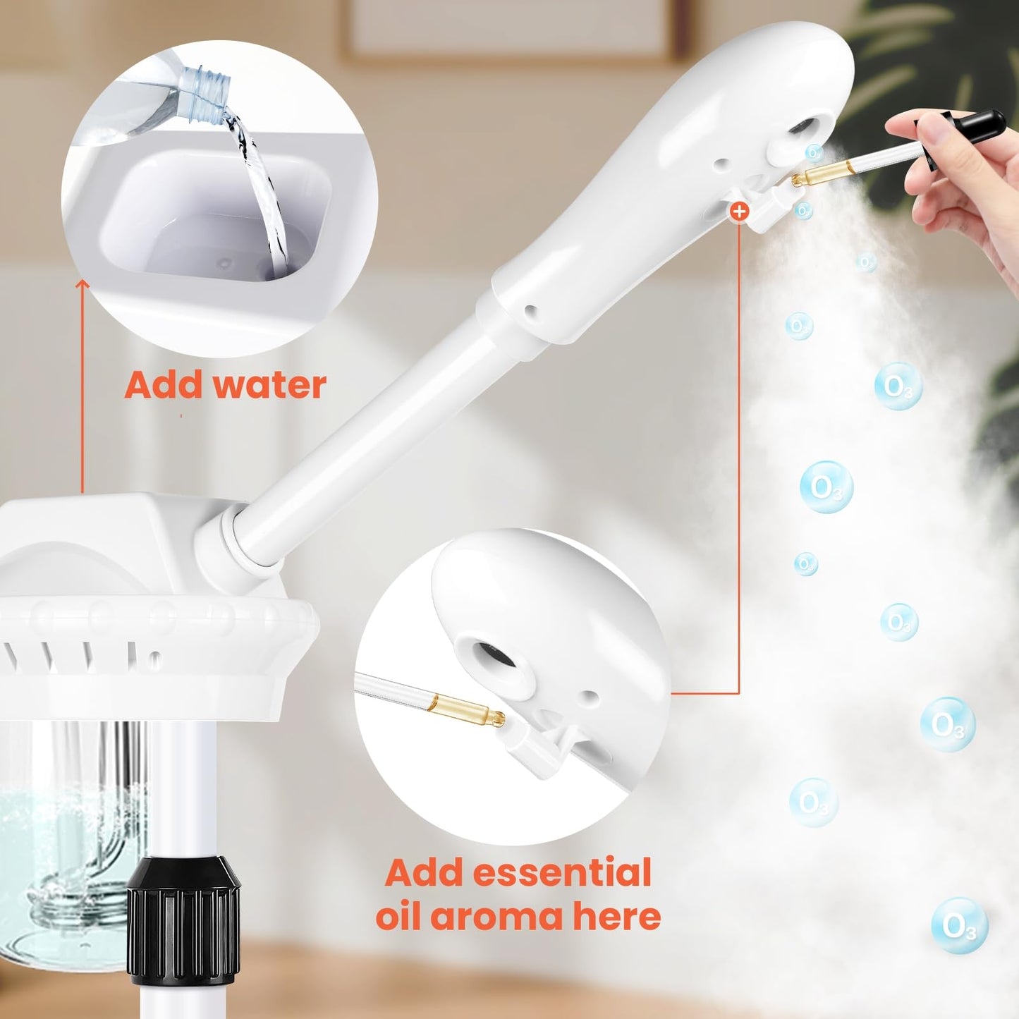 Professional Facial Steamer on Wheels, Facial Steamer for Facial Deep Cleaning, Facial Humidifier for Spa, Adjustable Height for Spa, Salon and at Home Use
