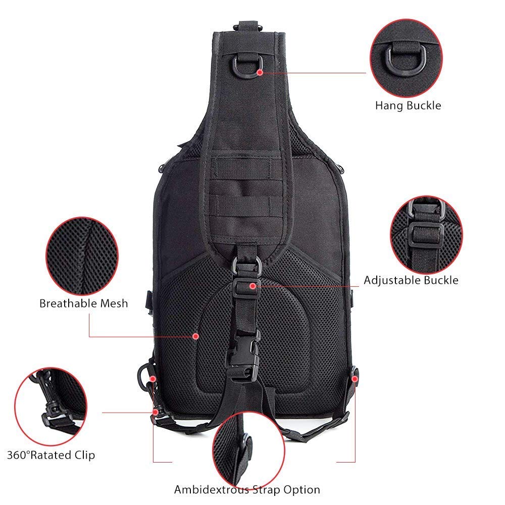 HAOMUK Tactical Sling Bag Pack Military Rover Shoulder Sling Backpack EDC Molle Assault Range Bag