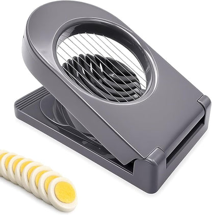 FANTEXY Egg Slicer for Hard Boiled Eggs,Hard Boiled Egg Slicer With Stainless Steel Wires,Eggs Cutter,Fruit Cutter for Strawberries,Kiwis and Grapes,Soft Cheese,Easy to Clean and Store(Gray)