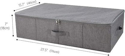 iwill CREATE PRO Folding Washable Rigid Underbed Storage Boxes with Zip Lid for Garment, Clothing, Blankets for Bedroom, College Dormroom, Wardrobe, Shelf Baskets, Pack of 3, Black Gray