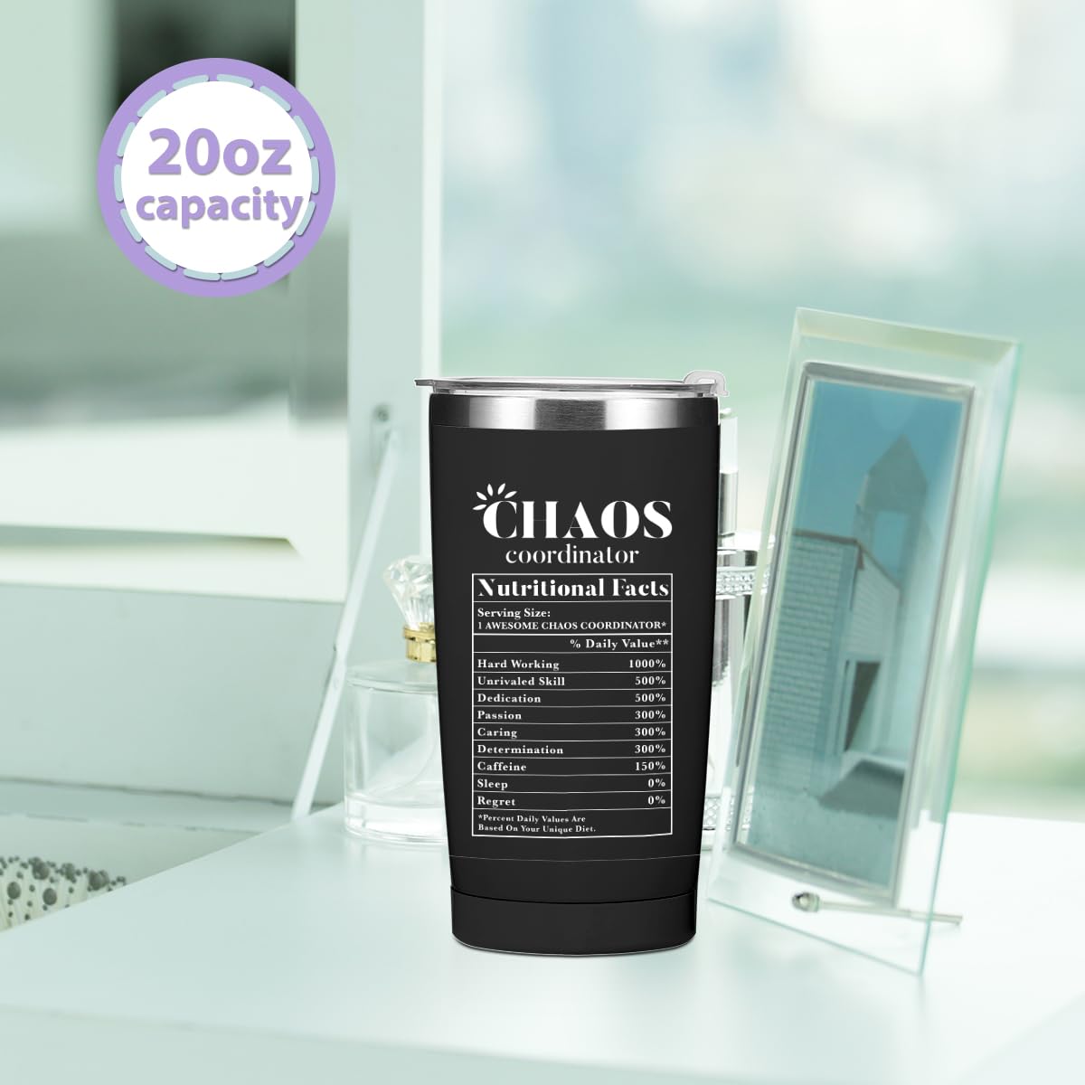 Chaos Coordinator Tumbler Thank You Gifts Water Bottle Boss Gifts Double Wall Travel Coffee Mug Stainless Steel Vacuum Insulated Thermal Cup for Men Secretary Supervisor Leader Mentor Boss Day