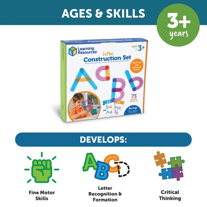 Learning Resources Letter Construction Activity Set - Alphabet Montessori Toys, Toddler Writing , ABC Phonics for Kids, Learn to Readd, Teacher Classroom Must Haves, Birthday Gifts for Students