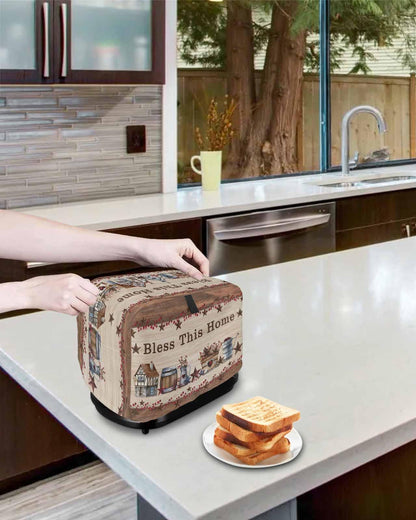 Country Star Toaster Cover 2 Slice, Small Kitchen Appliance Cover, Farmhouse Beige Brown Wood Rustic Barn Toaster Oven With Loop, Bread Machine Polyester Dust Protection