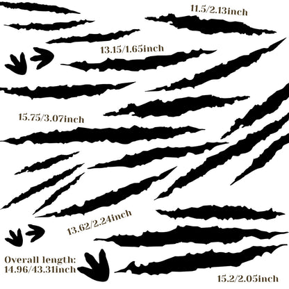 78 Pcs Dinosaur Footprints Floor Decals Black Ripped Scratches Vinyl Sticker Removable Dinosaur Wall Decals Peel and Stick Track Stickers Scratches Tracks Wall Decorative