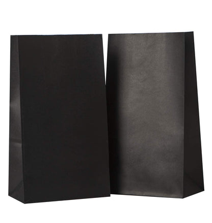 Partay Shenanigans Party Favor Bags - 50 Pack Kraft Paper Goodie Gift Lunch Treat Bags and Party Supplies for Theme Kids Birthday, Halloween, NYE - 5"x3"x9" (Black)