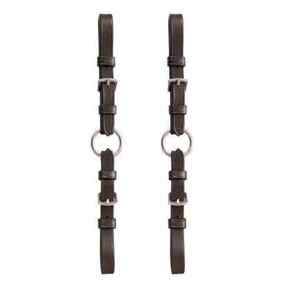 Exion Adjustable Pelham Bit Converter for Horse Bridle – Leather Single Rein Rounding Strap with Double Buckles – English Tack for Jumping & Training – Stainless Steel Hardware – Black & Brown