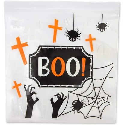 Spooky Central Resealable Treat & Snack Bags - 7.25 x 6.7 In Clear Plastic - 120 Pack - Zip Top & Reusable Bulk Party Favor & Candy Packaging Pouches
