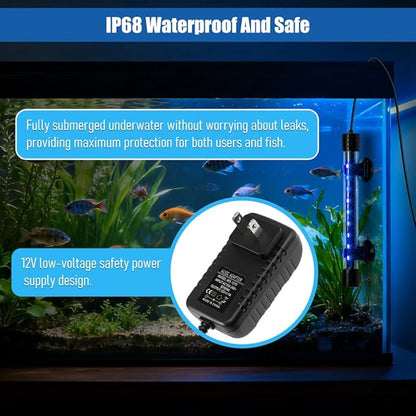 LED Aquarium Light with IP68 Waterproof and Memory Function Submersible Fish Tank Light with Remote and 16 Colors 7.5 Inches Brightness Adjustable Underwater Light Bar for Fish Tank Aquarium