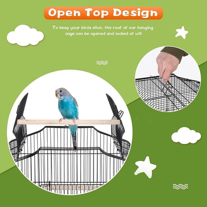 BestPet 64 inch Wrought Iron Bird Cage for Parakeets Medium Small Parrots Parakeet Cage with Detachable Rolling Stand & Play Open Top for Cockatiels Lovebird Finches Canaries (Black)