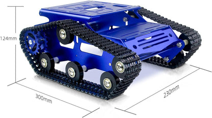 Smart Robot Car Chassis Kit Full Metal Big Tank Chassis with 2WD Motors for Arduino Raspberry Pi Jetson Python DIY Smart Car Learning Kit(Blue1, with Encoder Motor)