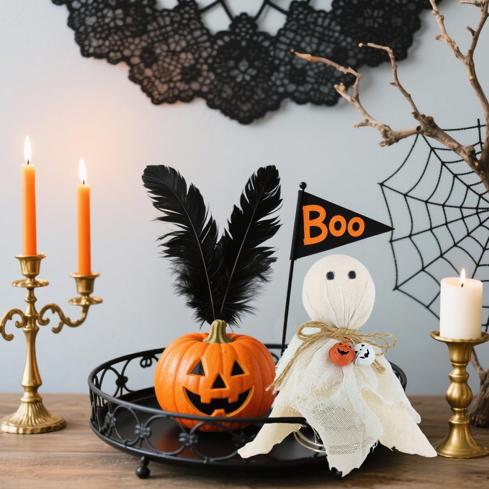 Ghost Halloween Tree Topper, Ghost Mini Christmas Trees Topper Halloween Ornaments, Spooky Decor Autumn Party Supplies (Cute, 3.78" * 3.78" * 7.28")