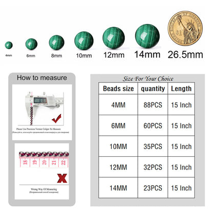 45PCS 8MM Beads Colorful Malachite Beads Round Loose Beads Natural Gem Beads for Jewelry Making 15"