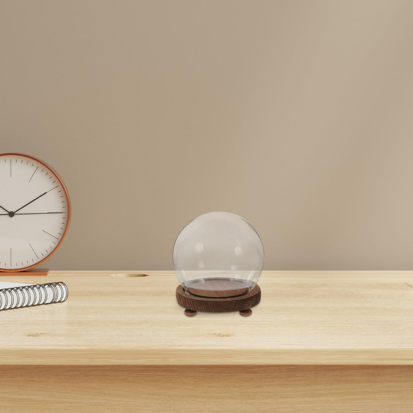 FESTFENDS Glass Cloche Dome Wooden Base Display Case for Preserved Flower and Succulent Craft Decoration